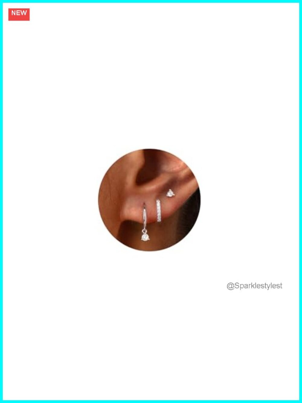 Sterling Silver Hoop Earrings Set 3 Pairs Dainty CZ Stud Huggie